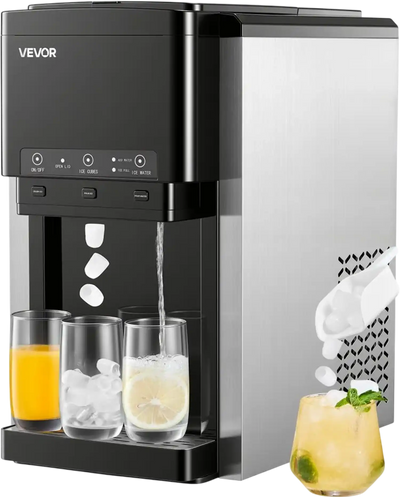 VEVOR Water Dispenser with Ice Maker, 3-in-1 Countertop Water Dispenser, 35 LBS/24H, 12 Cubes/7 Min Fast Ice Making with 4 LBS Storage, Bullet/Crushed Ices & Cold-Water, for Home, Kitchen, Party