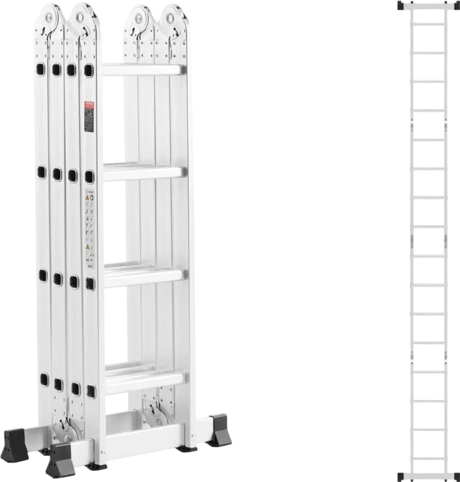 Vevor Ladder Multi-Purpose Folding 7-in-1 15.5' Reach Adjustable Aluminum New