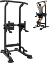 VEVOR Pull Up Bar, 330 LBS Power Tower Dip Station, Workout Dip Station with H-Shaped Stable Base & Back Pad, Adjustable 12 Level Height Free Standing Chin Up Bar for Back, 4-Level Adjustable Back Pad