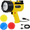 VEVOR Rechargeable Spotlight Flashlight, 1000,000 Lumens, IP67 Waterproof Handheld LED Spot Light, Super Bright Portable Searchlight with 4 Modes Detachable Lens USB Port, for Hunting Boating Camping