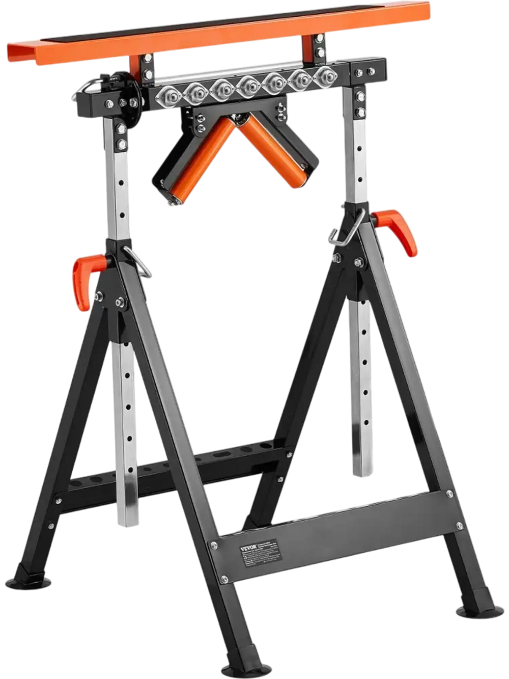 VEVOR 4-in-1 Roller Stand, 440 lb Load Capacity, 33-50 in Adjustable Height, Folding Heavy Duty with Rack & Polished Multi-directional Roller Head, for Table Saw Outfeed Woodworking Extension Support