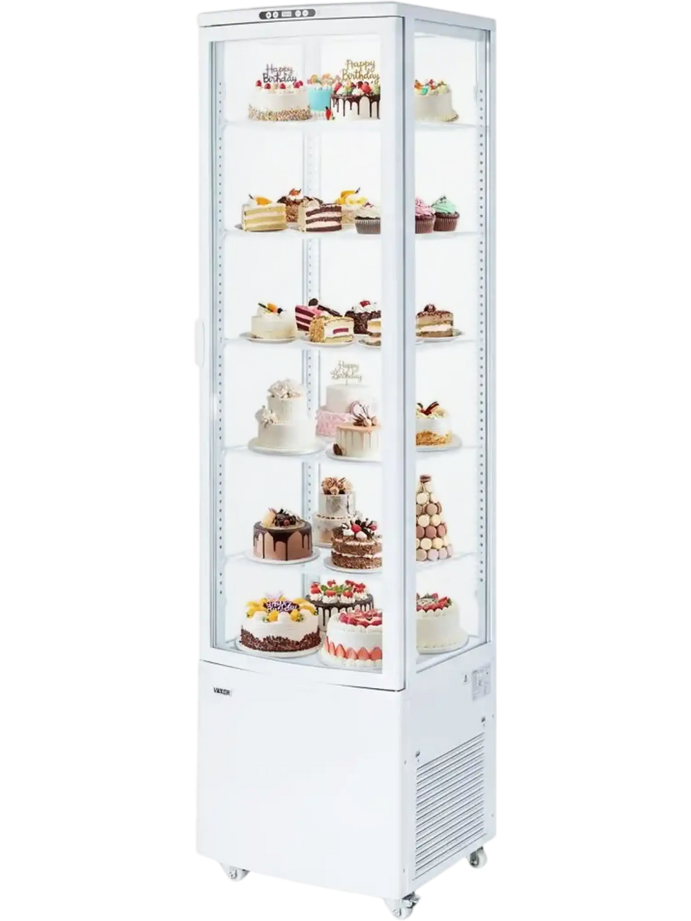 VEVOR Refrigerated Display Case, 9.8 Cu.Ft./278L Large Pastry Display Case, 5-Tier Commercial Cake Refrigerator with LED Lighting, TURBO Cooling, Frost-Free Air-Cooling, for Bakery, Dessert Shop