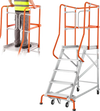 VEVOR 5-Step Rolling Warehouse Ladder Industrial Aluminum Mobile Step Stair, 360° Security Guardrails, Non-Slip Steps & Locking Wheels, 375LBS Capacity Heavy Duty Platform Ladder for Garage Library