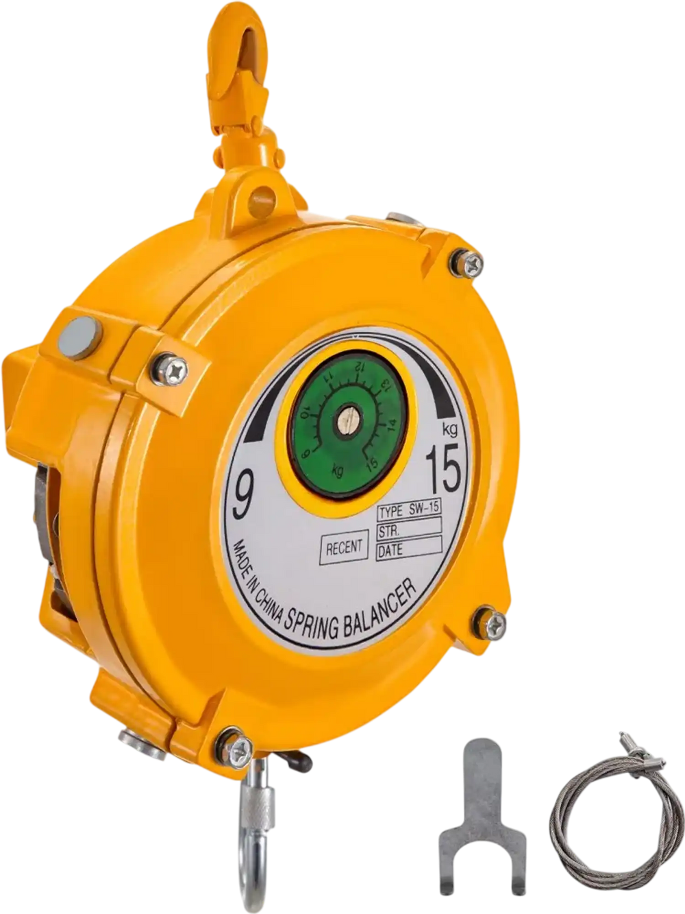 VEVOR Spring Balancer 20-33lbs(9-15kg) Retractable Tool Holder 1.5m Length Tool Balancer with Hook and Wire Rope Adjustable Balancer Retractor Hanging Holding Equipment in Yellow