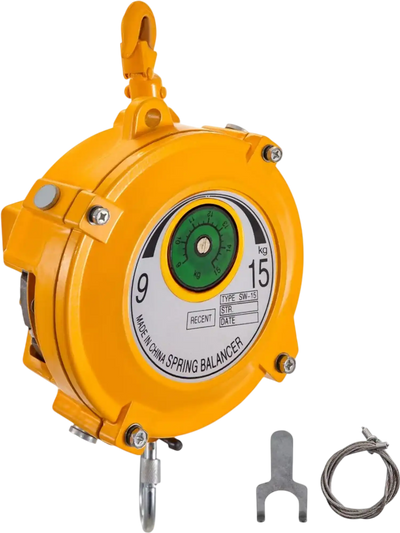 VEVOR Spring Balancer 20-33lbs(9-15kg) Retractable Tool Holder 1.5m Length Tool Balancer with Hook and Wire Rope Adjustable Balancer Retractor Hanging Holding Equipment in Yellow
