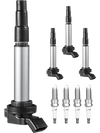 VEVOR Ignition Coil Pack and Spark Plugs, Set of 4, Compatible with Toyota Corolla Matrix Prius Prius V Scion IM xD Pontiac Vibe Lexus CT200h 1.8L L4, Replacement for UF596 UF-619 90919-02252 C1714