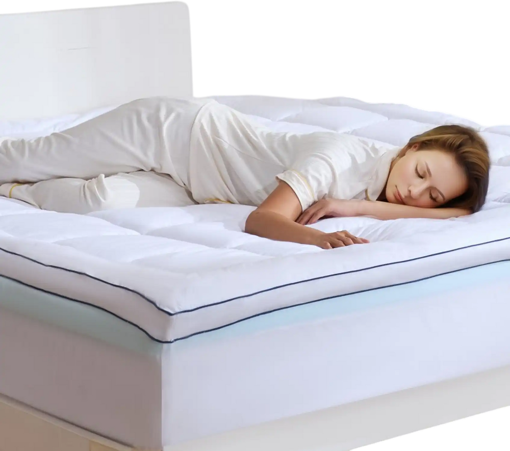 VEVOR Mattress Topper, King Size, 4 in Thickness, Memory Foam, Fiber Fill, Detachable & Washable, Ergonomically Designed for Pressure Relief, Comfortable Cooling & Breathable, Ideal for Hot Sleepers