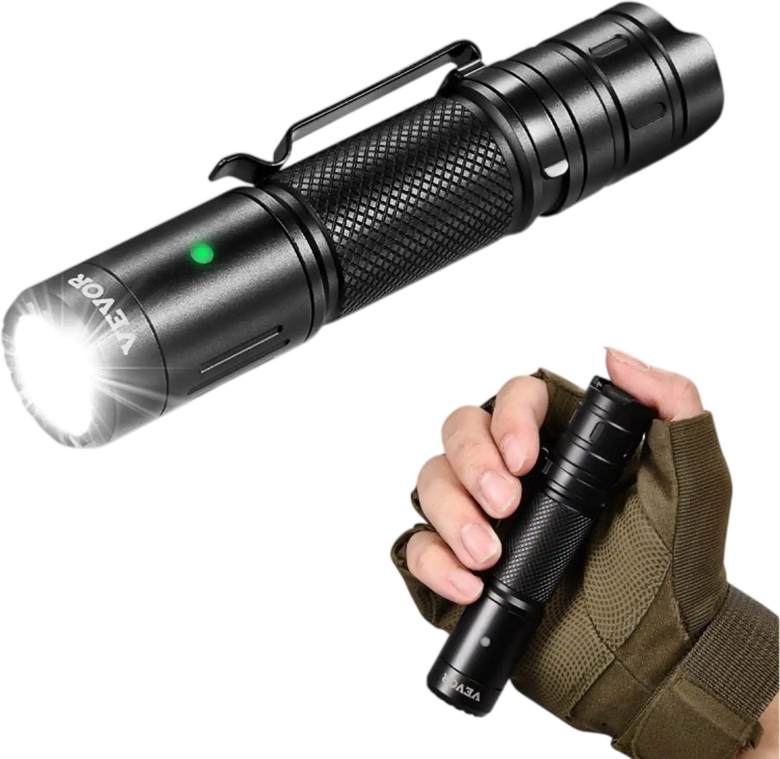 Vevor Flashlight Rechargeable LED High Lumens 6-Mode IP66 Waterproof Handheld New