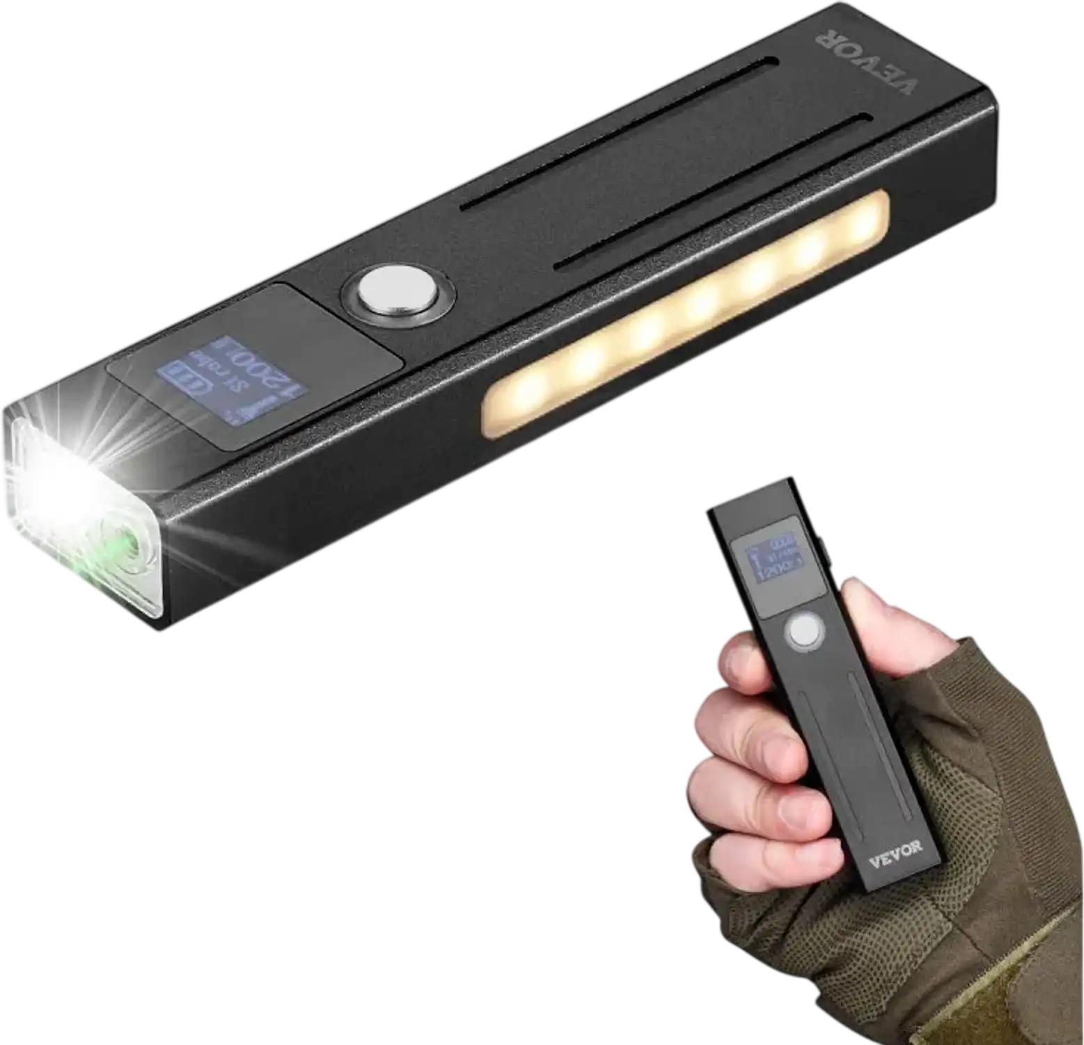 Vevor Flashlight 3-in-1 High Lumens LED Rechargeable Green Beam Waterproof EDC Flat New
