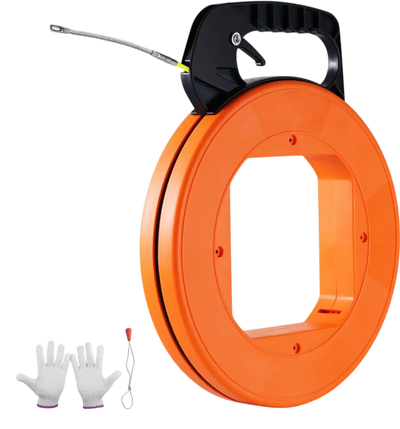 VEVOR Fish Tape, 100 ft, 1/6-inch, Fiberglass Wire Puller with Optimized Housing and Handle, Easy-to-Use Cable Puller Tool, Flexible Wire Fishing Tools for Wall and Electrical Conduit, Non-Conductive