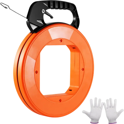 VEVOR Fish Tape, 120-foot, 1/8-inch, Steel Wire Puller with Optimized Housing and Handle, Easy-to-Use Cable Puller Tool, Flexible Wire Fishing Tools for Walls and Electrical Conduit, Non-Conductive