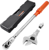 VEVOR Adjustable Click Torque Wrench, 1/2 Inch Drive, 20-160 lbf-ft/27.1-216.8 N.m, Dual-direction and Dual Range Scales, 72-Tooth, ±2% Precision, with Adapter Interchangeable Jaw and Ratchet Head
