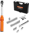 VEVOR Click Torque Wrench Set, 1/4Inch Drive, 20-240 lbf-in / 2.3-27.1N.m, Dual-direction and Dual Range Scales, 72-Tooth, ±3% High Precision, with Bits, Sockets, Adapters, Extension Bar, Orange