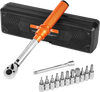 VEVOR Click Torque Wrench Set, 1/4Inch Drive, 20-200lbf-in/2.3-22.6N.m, Dual-direction and Dual Range Scales, 72-Tooth, ±3% High Precision, with Bit Sockets, Extension Bar, for Bicycle Repair, Orange
