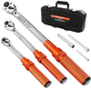 VEVOR Click Torque Wrench Set, 3 Pieces, 1/4, 3/8, 1/2 Inch Drive, 10-170 lbf-ft, 5-45 lbf-ft, 20-240 lbf-in, Dual-direction and Dual Range Scales, 72-Tooth, ±3% High Precision, for Bicycle Repair