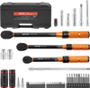 VEVOR Torque Wrench Set 1/4" 3/8" 1/2" Drive Click Torque Wrench 47-Piece, Dual Scale Readings, ±3% High Precision, with Spark Plug Sockets, Bits, Extension Bars, Storage Case, for Automotive Repair