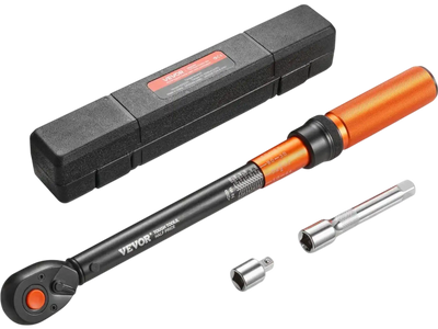 VEVOR Torque Wrench, 1/2-inch Drive Click Torque Wrench, 14.8-162.4 lbf-ft / 20-220 N.m, Dual Scale Readings, ±3% High Precision, with Extension Bar, Adapter and Storage Case, for Automotive Repair