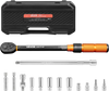 VEVOR Torque Wrench 3/8-inch Drive Click Torque Wrench Dual Scale Readings, 5-45 lbf-ft / 6.8-61.2 N.m, ±3% High Precision, with Spark Plug Sockets, Bits, Universal Joint, Extension Bar, Storage Case