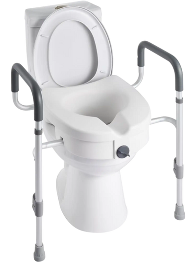 VEVOR Raised Toilet Seat with Arms, 350 lbs Capacity, 5-Inch Lift Height & Adjustable Width, Widened Commode Elevated Toilet Seat Riser with Handles for Seniors, Elderly, Handicap, Disabled, Adults