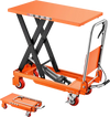 VEVOR Hydraulic Lift Table Cart, 1100 lbs Capacity 35.4 in Lifting Height, for Material Handling, Moving, Transportation, Manual Single Scissor Lift Table, 4 Wheels and Foldable Handle, Premium Steel