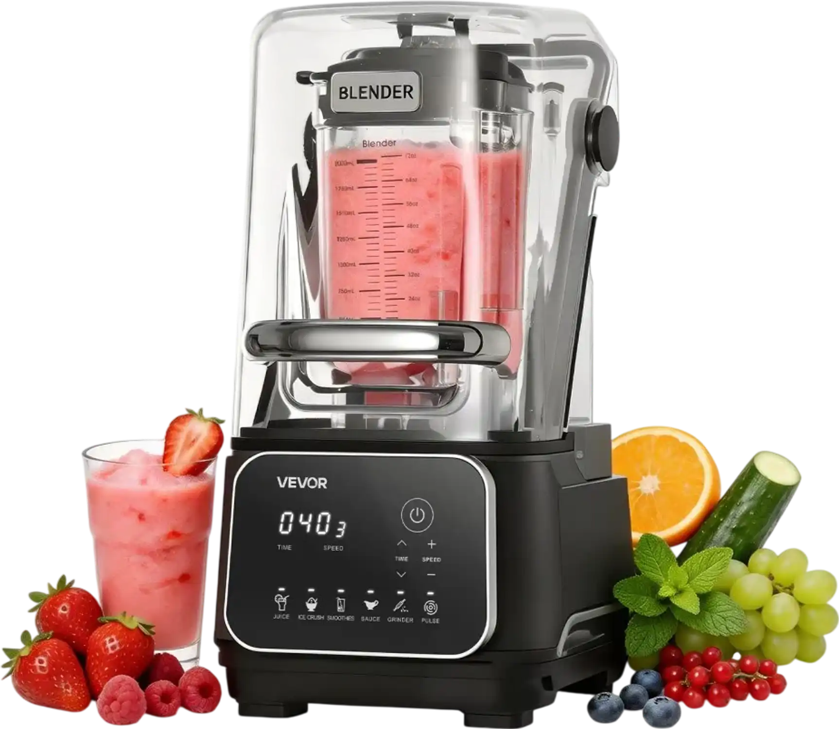 Vevor Blender Professional Countertop Blender with Shield 68 oz Black New