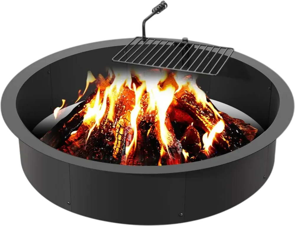 VEVOR Fire Pit Ring, Fire Pit Insert with Barbecue Fire Ring, 40-In Outer/36-In Inner Diameter, 8.5in Height, Carbon Steel Liner DIY Campfire Ring above/In-Ground, for Outdoor Camping, Bonfires