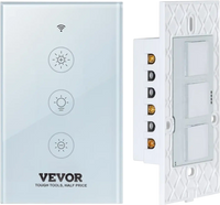 VEVOR WiFi Smart Light Dimmer Switch, 100-250V AC Wi-Fi 2.4GHz, 15% to 85% Stepless Dimming LED Dimmable Smart Switch with Touch Panel, App Remote Control Voice Compatible with Alexa Google Home