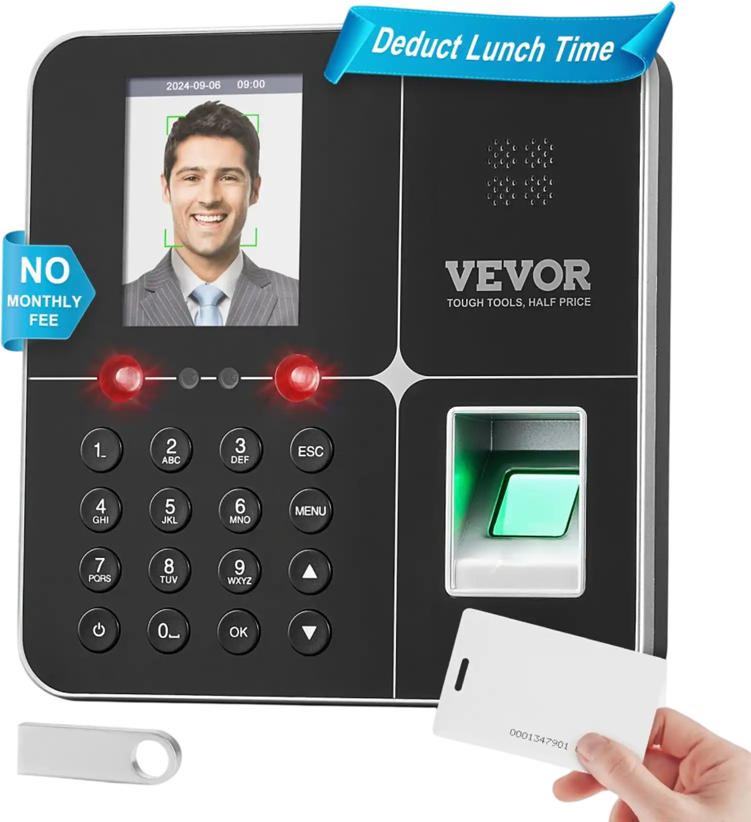 Vevor Time Clock Biometric Employee Attendance Machine New