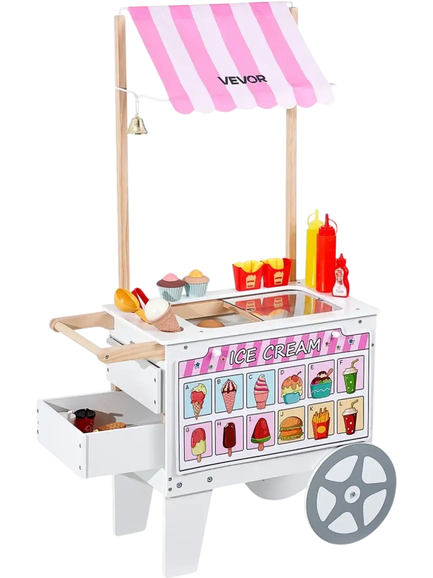 Vevor Ice Cream Cart Pretend Play Shop for Kids 3-7 New