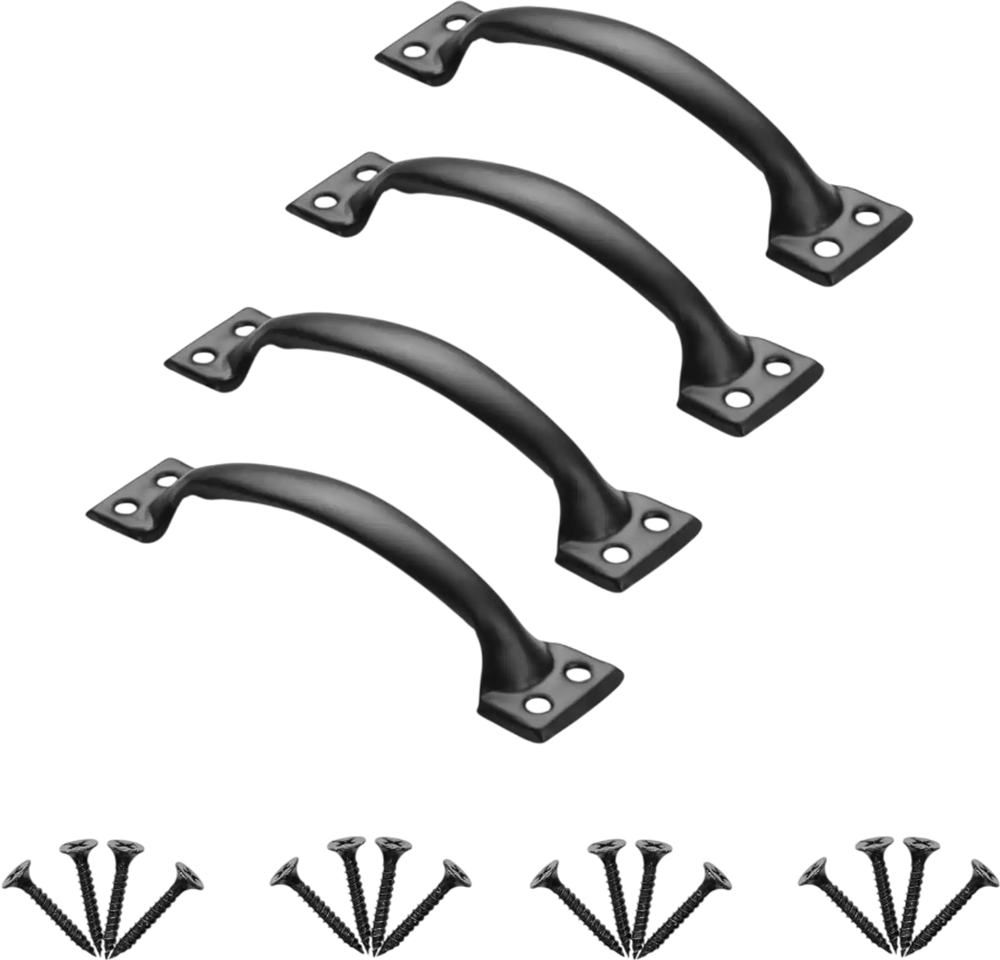VEVOR Barn Door Handle, 4Pcs 6.5 in Rustic Fence Gate Handle, Rust-Resistant Coating, Heavy Duty Carbon Steel Outdoor Gate Handles, Easy to Install, Metal Sliding Door Pulls for Garage Shed Pantry