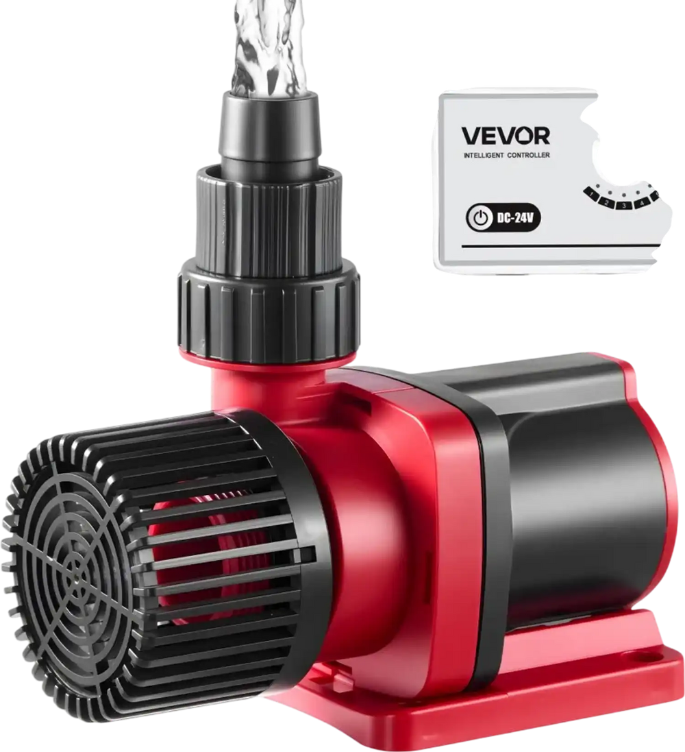 VEVOR Aquarium 24V DC Water Pump, 30W, 800 GPH Marine Wavemaker Return Pump with Controller, Adjustable Flow, Feed Mode, 11.5 ft Maximum Lift, for Saltwater Freshwater Fish Tank Sump Pond Circulation