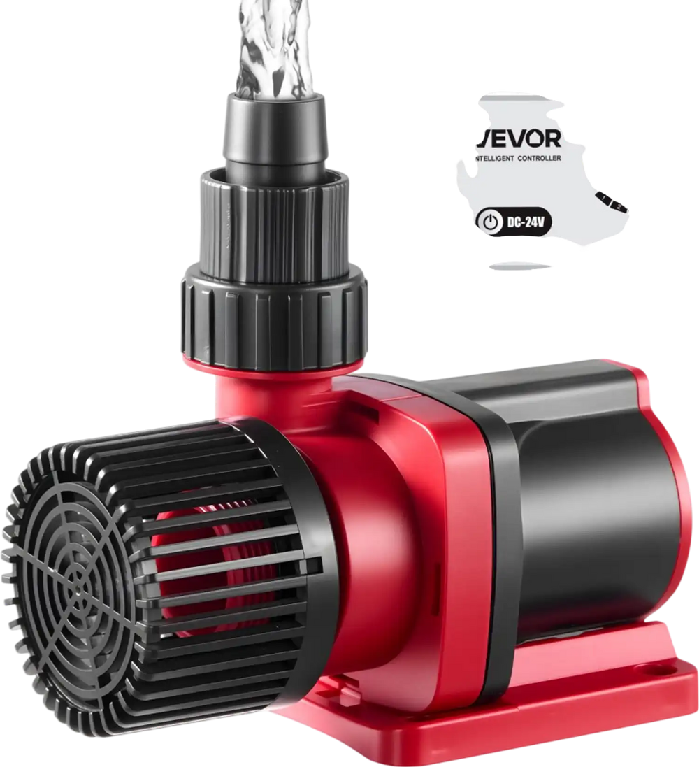 VEVOR Aquarium 24V DC Water Pump, 100W, 2642 GPH Marine Wavemaker Return Pump with Controller, Adjustable Flow, Feed Mode, 19.7 ft Max Lift, for Saltwater Freshwater Fish Tank Sump Pond Circulation