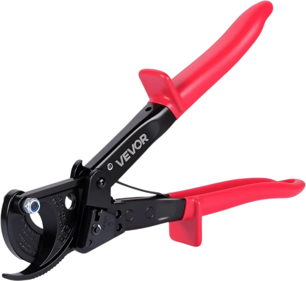 VEVOR Ratcheting Cable Cutter, Spring Steel Blades with PVC-Coated Handles, Quick-Release Button, Heavy Duty Ratchet Cable Wire Cutter for Cutting Copper & Aluminum Cables Up to 474 MCM / 240 mm²