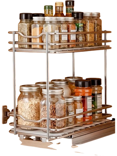 Vevor Pull-Out Spice Rack Organizer 2-Tier Cabinet Basket 4.33