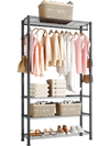 VEVOR Clothing Garment Rack, Heavy Duty Clothing Garment Rack, 4 Adjustable Tiers Clothing Racks with Carbon Steel, 500 lbs Load Capacity Closet Wardrobe for Bedroom, Clothing Store, Hallway