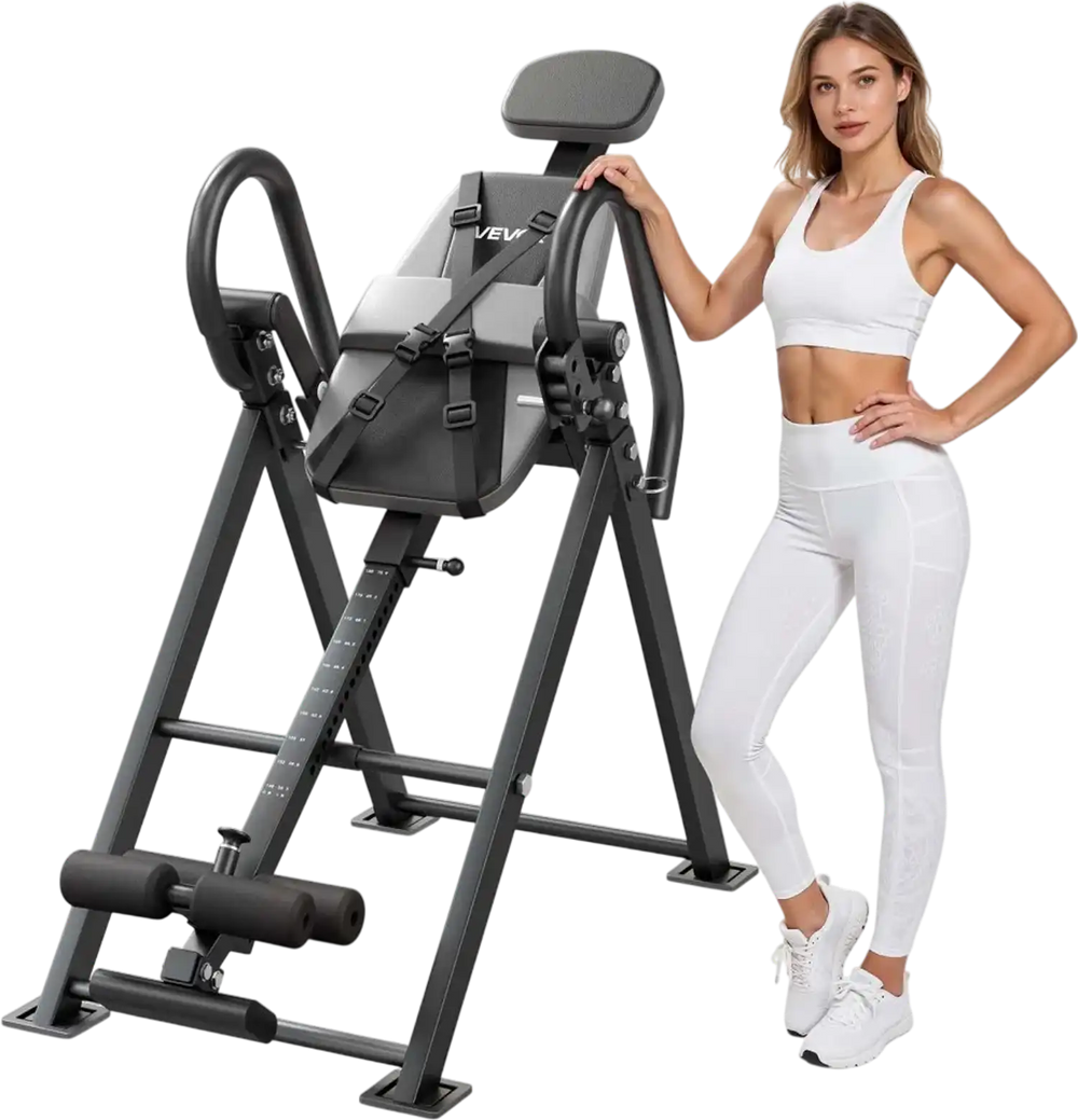 VEVOR Inversion Table, 300 lbs Capacity Heavy Duty Back Inverter Stretcher, Inverted Table with Stable Structure, Dual-Roller Locking, Decompression Tables for Shoulders, Neck, Back, Knees