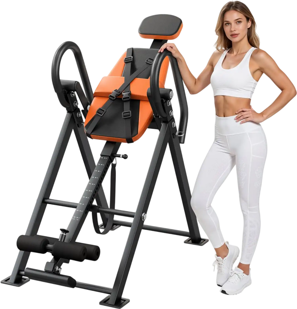VEVOR Inversion Table, 300 lbs Capacity Heavy Duty Back Inverter Stretcher, Inverted Table with Dual-Roller Locking, Decompression Tables for Shoulders, Neck, Back, Multi-Angle Adjustable Tether Strap
