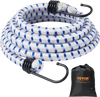VEVOR 6 Piece Bungee Cords with A3 Steel Hooks, 72 Inch Heavy Duty Bungee Straps, 12 mm Elastic Bungee Ropes Set for Camping, Tarps, Motorcycle, Truck and Tent, White with Blue Stripes