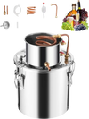 VEVOR Alcohol Still, 5 Gal / 19 L Stainless Steel Water Alcohol Distiller with Copper Coil, Home Brewing Refining Fermentation Kit with Thermometer, for Wine Whisky Brandy, Silver