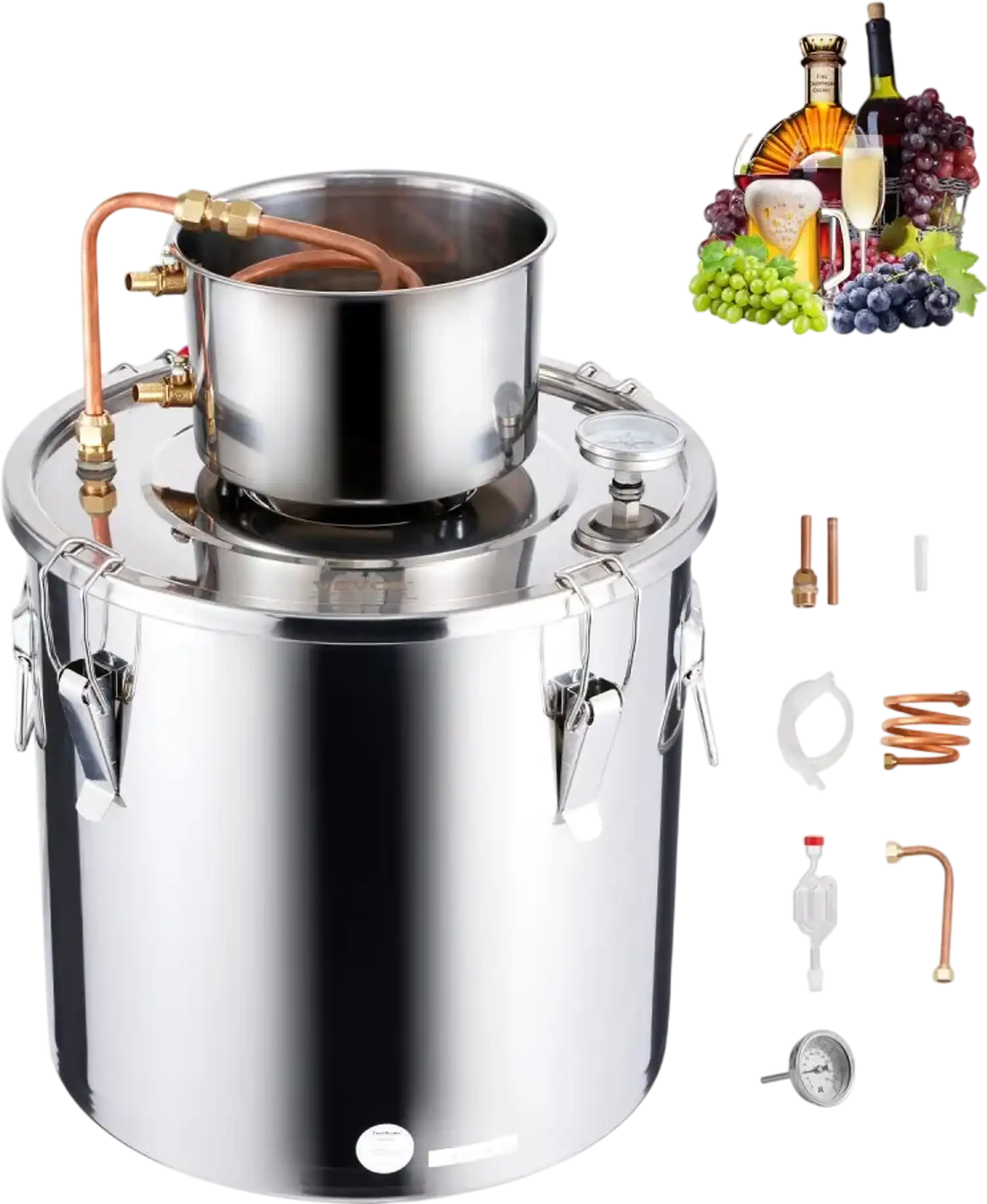 Vevor Alcohol Distiller 8 Gal Stainless Steel Home Brewing Kit New