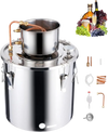 VEVOR Alcohol Still, 8 Gal / 30 L Stainless Steel Water Alcohol Distiller with Copper Coil, Home Brewing Refining Fermentation Kit with Thermometer, for Wine Whisky Brandy, Silver