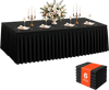 VEVOR Spandex Tablecloth with Skirt, 8 ft Rectangular Covers, 6 Pack, Black, for Party Wedding Banquet Festival, Washable, Reusable, One-Piece, Tight, Fitted Table Cloth with Pleated Skirt