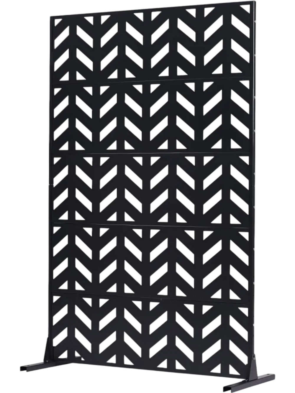 VEVOR Metal Privacy Screen, 47" W x 72" H, Outdoor Privacy Screens 5-Panel, Freestanding Outdoor Divider with Stand, Decorative Garden Steel Privacy Fence for Balcony Patio Indoor Room Black