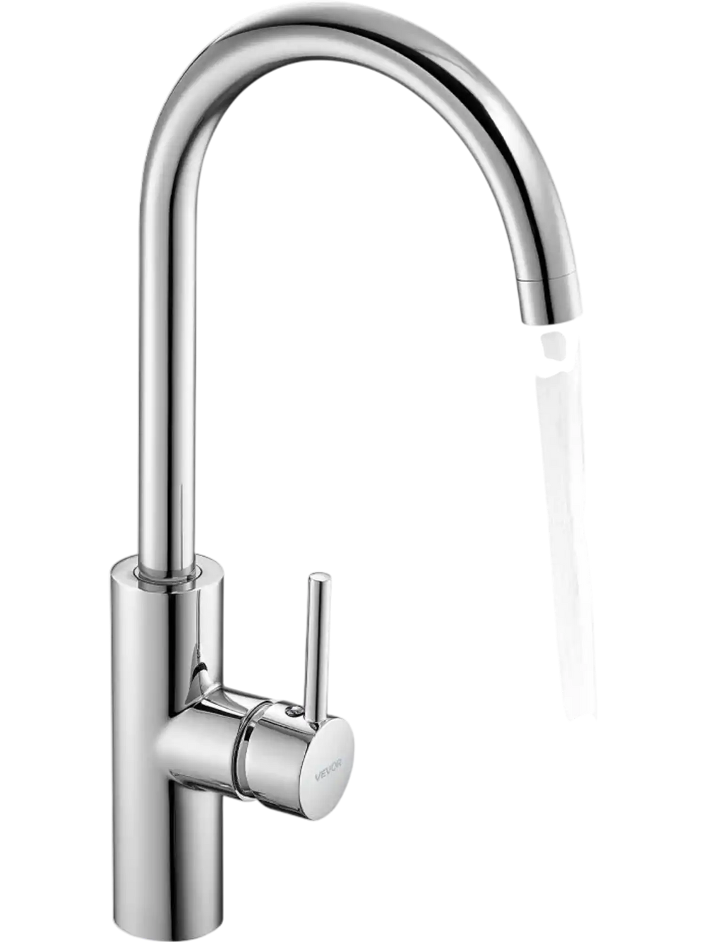 VEVOR Touchless Kitchen Bar Sink Faucet, Single Handle Automatic Motion Sensor Bathroom Faucet, Hands-Free Adjustable Cold Hot Water Mixer Flexible Swivel for 9/16 in Pipe,Chrome Plated Silver