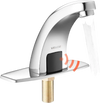 VEVOR Touchless Bathroom Sink Faucet, Automatic Motion Sensor Restroom Toilet Faucet Cold Water with Hole Cover Plate, Battery Operated for 9/16 in Pipe Commercial Lavatory,Chrome Plated Silver,G233M