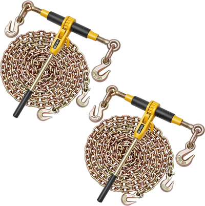 VEVOR Ratchet Chain Binder, 5/16 in x 10 ft G80 Chains, 8000 lbs Working Load of Ratchet Load Binder, Chains and Binders Set, Tie Down Hauling Chain Binders for Hauling, Towing, Logging, Lifting