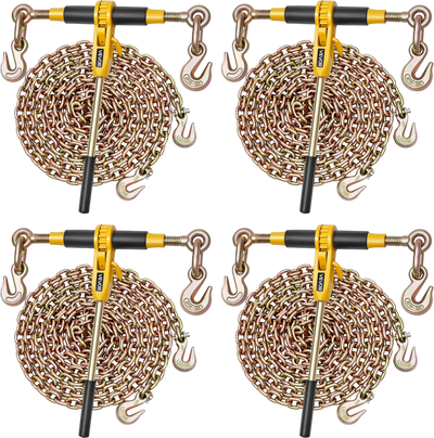 Vevor Ratchet Chain Binders 5/16 in. x 12.8 ft. G80 Chains 8000 lb. Working Load 4 Sets New