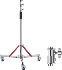 VEVOR Heavy Duty Light Stand with Casters, Max Height 10.5 ft/320 cm, Adjustable Tripod Stand with Stainless Steel, Photography Wheeled Base Stand, for Studio Softbox, Monolight, Reflector Shooting