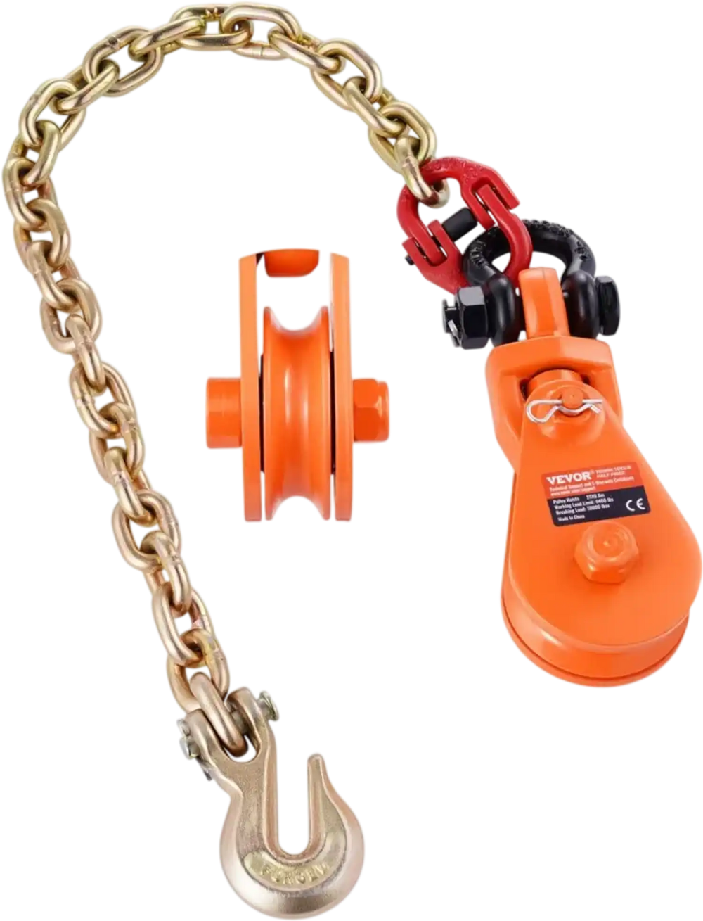 VEVOR 2 Ton Snatch Block with G80 Chain, Swivel Shackle, 3" Sheave for 3/8" Wire Rope, Snatch Block Pulley for Towing and Recovery Applications on Flatbed Tow Truck Rollback Wrecker Car Carrier Cable