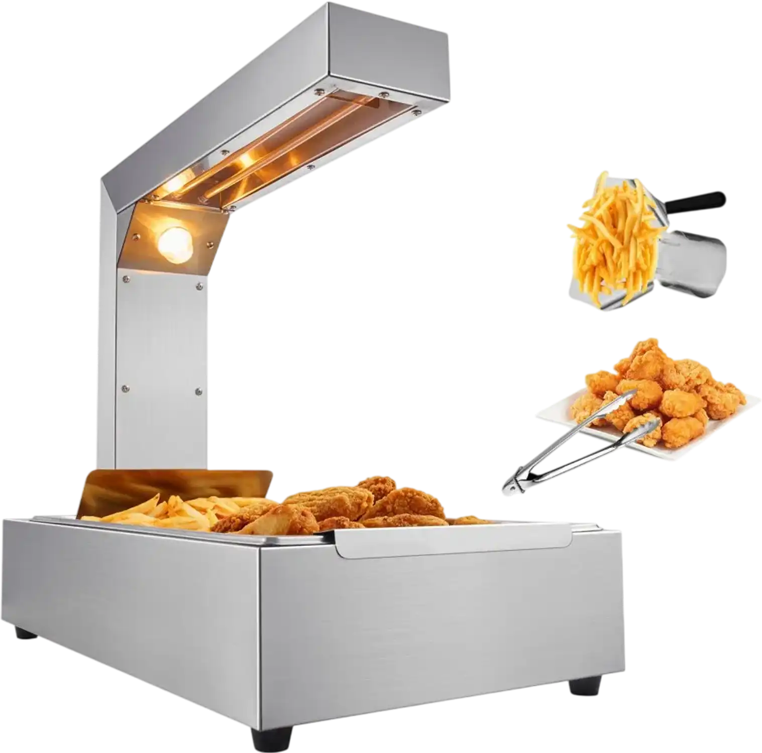 Vevor French Fry Warmer Commercial Stainless Steel Food Heating Lamp 750W Countertop New